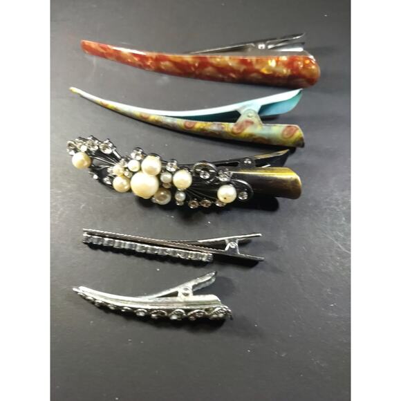 Barrettes Alligator Clips Lot Of 5 Various Sizes - Picture 3 of 8